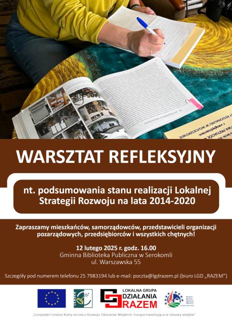 WARSZTAT REFLEKSYJNY - zaproszenie dla Członków LGD, Zarządu, Komisji Rewizyjnej i Rady